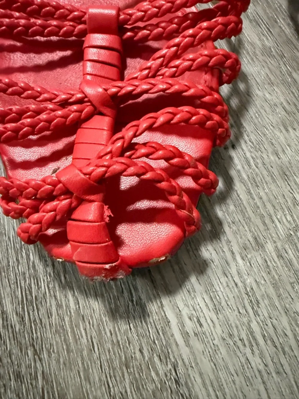ZARA Red Braided Lace-Up Sandals with Bead Details 38 - Picture 3 of 5